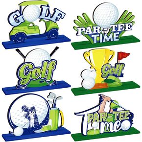 Suzile 6 قطع Masters Golf Party Decorations قطع مركزية خشبية للطاولات Cake Topper Golf Party Supplies لعيد ميلاد الطفل Decored Decor