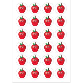 Hygloss Products Happy Apples Stickers - Great for Fall & Back to School Activities - Arts, Crafts, Classroom & Much More - 1" Round Self-Adhesive Stickers - 24 Stickers per Sheet - 3 Sheets