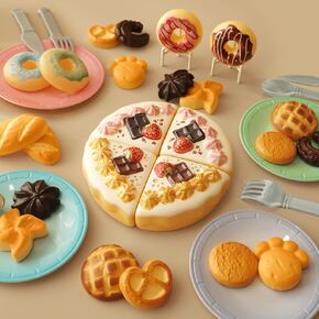 Gilobaby Toy Food for Toddlers ، Play Play Toys للأطفال الصغار مع كعك الحلوى وملحقات المطبخ ، وحفل الشاي التعليمي والتعليمي للفتيات 3 سنوات وما فوق ، 34 جهاز كمبيوتر