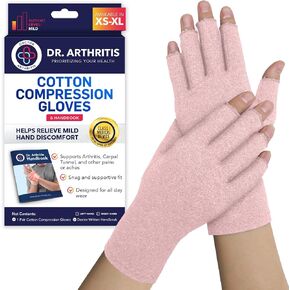 Doctor Developed Arthritis Gloves - Cotton Fingerless Compression Gloves - Hand Compression Gloves for Arthritis Relief - Compression Gloves for Women/Men, With Doctor Handbook (Pink, M) in Saudi Arabia