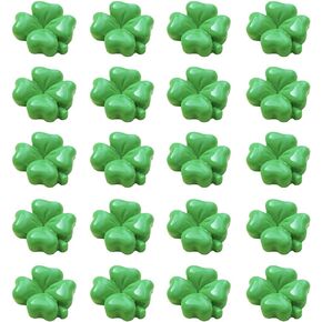 50PCS Mini Green Four Leaf Clover DIY Accessory Artificial Mini Resin Clover for St. Patrick's Day Miniature Shamrock Flatback Craft Embellishment for Hair Clips Jewelry Making Supplies (Green)