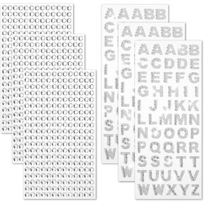 945 Pieces Glitter Letter Stickers, 3D Diamond Alphabet Sticker Rhinestones Letters Charms Bling Rhinestone Letter Beads Gemstone Border Sticker for Decoration Scrapbooking Craft Clothes Bags Hats