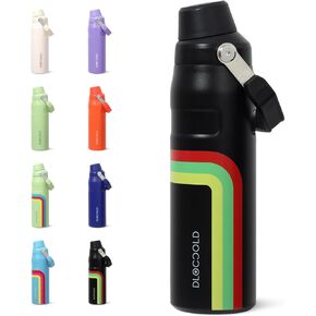 DLOCCOLD 24 OZ Water Bottle with Handle and Angled Spout Lid, Leakproof for Travel & Sports, Double Wall Insulated Stainless Steel Reusable Water Bottle, Wide Mouth QuickFill Design