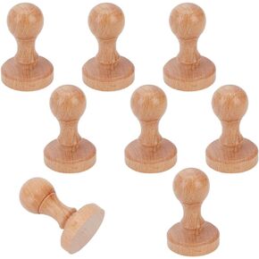 WEBEEDY 8 PCS 40mm Stamp Wooden Round Handle Wooden Round Stamp Crafting DIY Stamp Drawer Pulls and Knobs Wooden Stamp Handle for DIY Crafting Scrapbooking(3.9x6.1 cm/1.5x2.4 Inch)