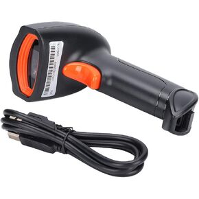 الماسح الضوئي الباركود ، 1D/2D رمز QR USB قارئ محمول 360 درجة قطرة القراءة لاستشعار نظام POS ، المتجر ، المستودع (البرتقالي الأسود)