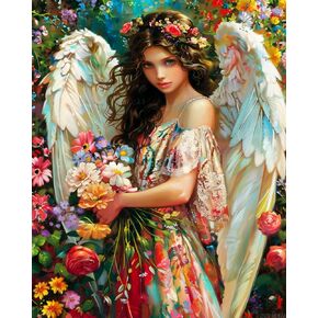 Zuvrdiai Angel Paint by Numbers Kit للبالغين المبتدئين أجنحة ألوان جميلة ملاك اللوحة الزيتية الرقمية اللوحة الدينية حسب عدد مجموعة الهدايا ديكور الجدار 16x20 بوصة ، دون إطلاع عليها