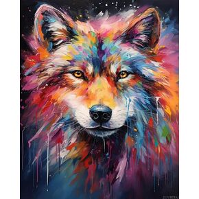 Zuvrdiai Wolf Paint حسب عدد البالغين ، مجموعة الطلاء الزيتية DIY على قماش مع فرشاة الطلاء وطلاء الأكريليك ، مثالي للطلاء بأرقام للمبتدئين للبالغين ، للديكور المنزلي 12x20 بوصة