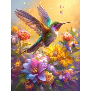 Diymood Paint by Numbers Kits for Adults Bird, DIY Oil Painting Flower Acrylic Paint by Number for Adults Beginner with Brushes for Home Wall Decor 12x16 inch