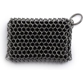 Barebones Coarse Stainless Steel Cleaning Mesh Scrubber - Cast Iron Cleaner - Grill Accessories, Scrub Brush, Cast Iron Brush, Chainmail Skillet Cleaner