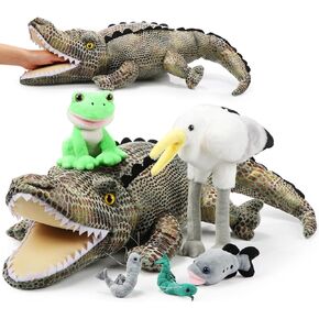 Leyndo 6 in 1 fligator toy toy toy plush thep chscodile pusticle plush plush plush frog water bird fish shrimp ، to to to to to to to to theld for the اطلاع هدية طلاب.