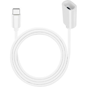 10ft Long Type C Extension Cable, USB C Male to Female Extender Cord Compatible with Ring Pan-Tilt Indoor Cam (2024 Release)， Mag-Safe Charger， iPhone16 /15 (White, 10FT)