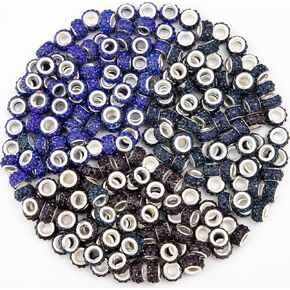 200 قطعة أوروبية كبيرة من حبات الفواصل الفتحة الكبيرة ، حبات Zyehxed Royal Blue European Craft ، حبات حديقة الجنية للخرز Fairy Garden for DIY Darmelet Necklace Necklace Jewelry Making Supplies
