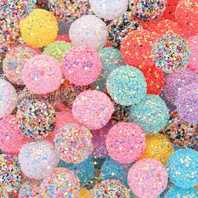 50pcs 16mm بريق الترال حبات ملونة ملونة جولة جولة الخرز الأكريليك للخرز للفنون الفنية DIY المجوهرات صنع سوار القلادة قرط ، XH-478