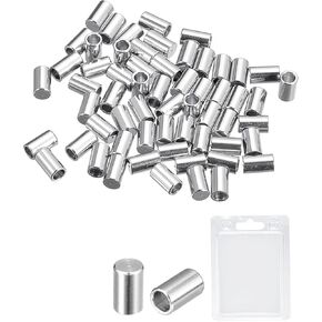 UXCELL 60PCS نهايات الحبل الفولاذ المقاوم للصدأ ، 4 ملم معرف عمود السلك الجلدي أغطية نهاية السوار المجوهرات صنع DIY ، نغمة فضية