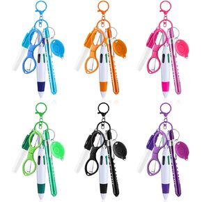 Geiserailie 6 Set Nurse Pen Set Includes Highlighter Marker and Retractable Ballpoint Pen, Pen Lights for Badge Nursing Keychain Clip Foldable Scissors LED Flashlight Keychain for Nurse Accessories
