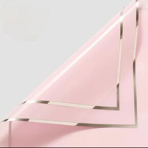 Le Bloomtique 20 ورقة ملفوف الورق مع زهرة الفضة - ورقة التغليف باقة الأزهار المقاومة للماء ، مستلزمات بائع الزهور ، ورق التعبئة لحفل زفاف الذكرى السنوية DIY (الوردي)