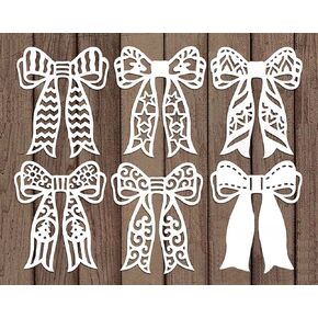 Adies 6pcs Bow Christmas Metal Die Cuts,Merry Christmas Lace Bow Bottie Cutting Dies Cut Stencils DIY Scrapbooking Photo Album Decorative Embossing Paper Card Making, 6.65x12.6cm/2.61x4.96inch
