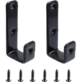 Geesatis 2 Pcs Bunk Bed Ladder Hooks Utility J Hooks Metal PVC Coated Hooks Heavy Duty Hook Brackets for Bed Decoration Tool, with Mounting Screws,Inside 1 inch, Coffee Color