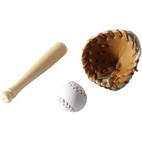 3pcs/set khaki dollhouse baseball ، 1/12 scale miniature accessories ، wood miniature baseball glove for dollhouse scene decor