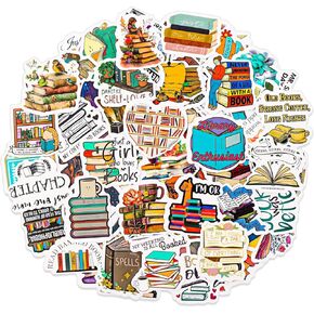 100pcs القراءة ملصقات الكتب ، ملصقات زجاجة ماء لطيف كتب عشاق الكتب عشاق شارات ديكورات الهدية الملحقات المعلمين قراءة المكافآت للطلاب الأطفال المراهقين الكبار القراء كيندل المحمول