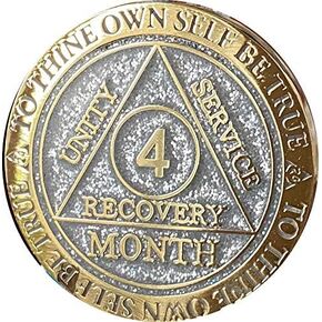 4 Month AA Medallion Reflex Silver Glitter and Gold Plated 120 Day Chip