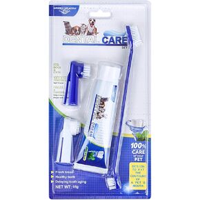 Dog Toothpaste and Toothbrush Set Dog Dental Care Fresh Breath Kit,Dual Ended Toothbrush,2 Pack Finger Toothbrushs