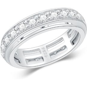 925 sterling Silver/Solid Gold Spinner Ring للنساء مع D Color Moissanites تململ القلق حلقة الفرقة الدوار للنساء 3-16