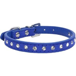 Dog Collar Crystal Bling Rhinestone pu Leather Puppy Cat Collars Necklace Neck Strap (Black, XXS)