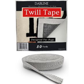 DABLINE 50 Yard Twill Tape for Binding Rug Edges - 1.5 inch Wide Herringbone Poly Cotton Twill Tape for Tufting Rugs (Dark)