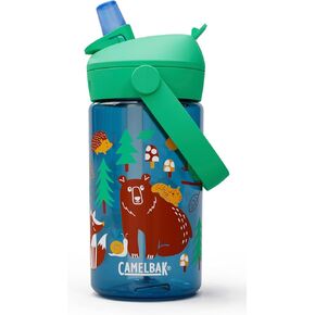 CamelBak Thrive Flip Straw Kids 14oz Water Bottle with Tritan Renew – Easy Carry - Straw Top, Friendly Forest