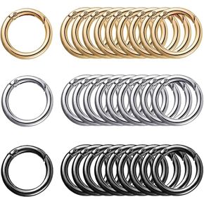 30pcs Metal Spring O Rings Rings Round Carabiner Keyring ، Betterjonny 35mm Spring Keyrings Buckle Snap Clip Trigger for Keychain Pass Parse Craft DIY (3 ألوان)