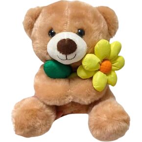 Teddy Bear محشو الحيوانات ، 8 بوصات Teddy Bear Plush لعبة مع زهرة عيد ميلاد عيد ميلاد عيد الحب هدية للأطفال (زهرة وردية)