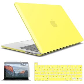 IBENZER Compatible with 2025 2024 M2 MacBook Pro 13 Inch Case 2025-2016 M1 A2338 A2289 A2251 A2159 A1989 A1706 A1708, Hardshell Case&Keyboard Cover&Screen Film for MacPro 13, Yellow, T13YW+2