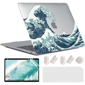 متوافق مع MacBook Air 13 Inch Case 2022 2020-2018 M1 A2337 A2179 A1932 مع شاشة شبكية العين ، غلاف لوحة كمبيوتر محمول واقي من الشبكية ، غطاء مفاتيح Mac Air M1 ، 9