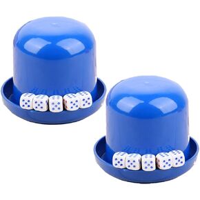 2 Set Plastic Dice Cup with Lid and Dice Professional Dice Shaker Cup for KTV Bar Clubs Game Party Favor, 2pcs Cups & 10pcs Dices (Blue)