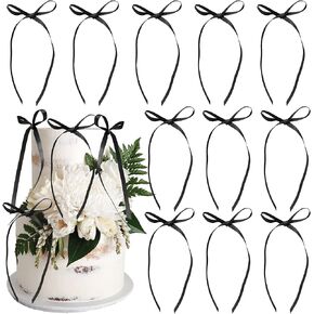 Ephlyn 30Pcs Bow Cupcake Toppers Valentine's Bowknot Ribbons Coquette Bow High Footed Cup Balloon Wall Party Decorations Cake Dessert Picks Baby Girl Birthday Wedding Party Supplies White