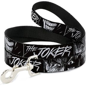 DC Comics Pet Leash ، Dog Leash ، The Joker Smiling Leys Sketch Close Walk White White ، 6 أقدام طوله 1.0 بوصة