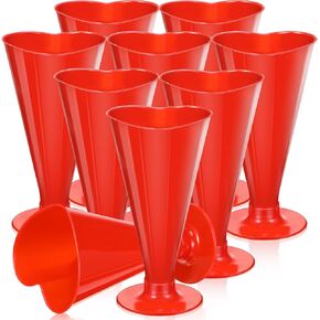 25 PCS Valentine's Day Heart Heart Flutes 5.6 Oz نظارات الشمبانيا التي يمكن التخلص منها من قبل أكواب نبيذ بلاستيكية لشرب الكوكتيل زواج حفلات الزفاف (أحمر)