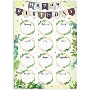 Juesmos Boho Greenery Birthday Chart - تقويم الفصل الدراسي للعودة إلى المدرسة والمكاتب الزخارف