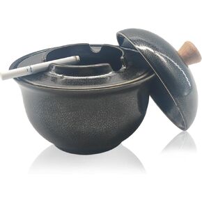 Ashtray,Outdoor Ashtray with Lid,Cigarette&Cigar Ashtray for Outside Patio,Ceramic Ash tray Tabletop for Smokers,Desktop Ashtray for Weed Home Office Windproof,odorless,Durability(5.1x5.1x4.72")Gifts