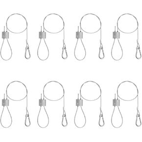 8 حزمة 22 "صورة معلقة معلقة مع حلقة و carabiner ، 304 كابل الفولاذ المقاوم للصدأ ، تحميل 44 رطل