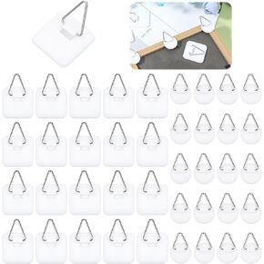 40 Pcs Invisible Adhesive Plate Hanger, Plastic Plate Hangers for The Wall Without Nails Picture Hanging Hooks, Adhesive Picture Hangers for Home Wall Art Picture Photo Frame Bathroom Closet