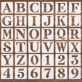 36 Pcs Letter Stencils 2 inch, Reusable Plastic Alphabet Spray Paint Stencils for Painting on Wood Wall Rock Chalkboard Door Porch Signage DIY Craft Decoration
