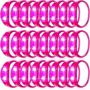 24 PCS LED Glow Bracelets Sound Sound Activated Bracelets with Flighting LED Strobe for Wedding ، Carnival ، الحفلات الموسيقية ، الأحداث الليلية ، الهذيان ، جوائز اللعبة ، حفلة عيد ميلاد (White)