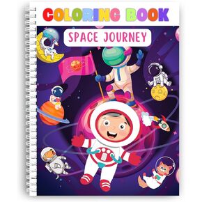 Coloring Pages, Space Journey Coloring Book for Kids–Spiral Bound, Perfect for Boys and Girls. Features Astronauts, Planets, Rockets & More Cosmic Adventures! Thick 199 GSM Paper, Sheet Size 8.5x11in