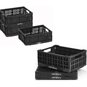 Crates for Storage Heavy Duty, Milk Crate, 16L Collapsible Plastic Storage Baskets for Organizing, Collapsible Storage Crate for Home Kitchen Bedroom Bathroom Office, Pack of 6