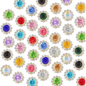 Sew on Rhinestones,100Pcs Sewing Flower Claw Rhinestones Crystals Glass Gold Base Crystals Stones Beads Trim for Clothes Shoes Earring Belt Crafts Sewing Accessories