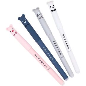 Doraking 4pcs 0.5mm reasable reasable ، cartoon cartoon animasl inclable ink lesss ، قلم حبر رمادي أسود للكتابة مع مربع (4 حيوانات)