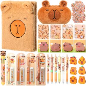 83 PCS Capybara Stationery Party Gift Kawaii جوائز حيوانية تتضمن 10 في نقطة واحدة قلم قلم لزجة ملصقات قلم رصاص ميكانيكي قلم رصاص القلم الرصاص كمبيوتر محمول للمكافآت المدرسية