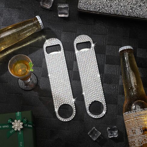 4 Pcs Glitter Bottle Opener Flat Bottle Opener Stainless Steel Beer Bottle Opener Bar Key Bottle Opener for Bartender Friends Rhinestone Bling Beer Opener for Soda Beer Wine Can (Light Pink) in Kuwait